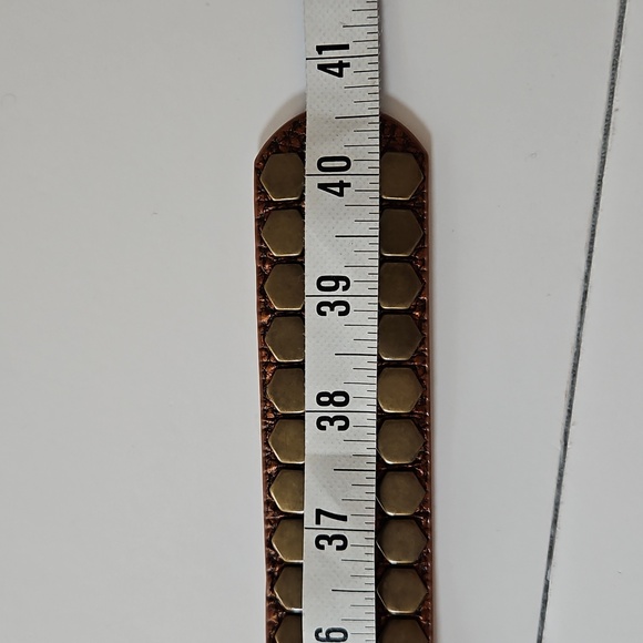 Leatherock SZ 36 Leather Belt Crackle Bronze Look Studded Western Indie - Picture 8 of 9